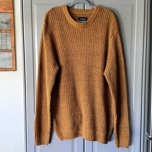 Brixton Mens Sawyer Knit Long Sleeve Crewneck Sweater,Mustard,XL